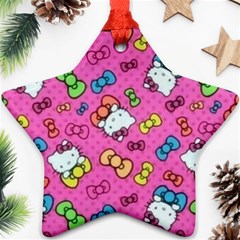 Hello Kitty, Cute, Pattern Star Ornament (two Sides) by nateshop