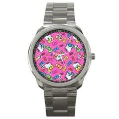 Hello Kitty, Cute, Pattern Sport Metal Watch by nateshop