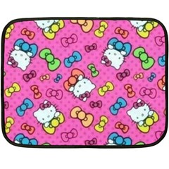 Hello Kitty, Cute, Pattern Two Sides Fleece Blanket (mini) by nateshop