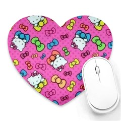 Hello Kitty, Cute, Pattern Heart Mousepad by nateshop