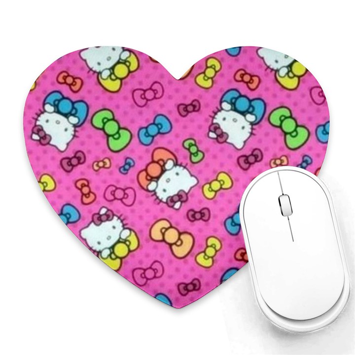 Hello Kitty, Cute, Pattern Heart Mousepad