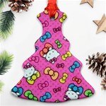 Hello Kitty, Cute, Pattern Christmas Tree Ornament (Two Sides) Back