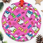 Hello Kitty, Cute, Pattern Round Filigree Ornament (Two Sides) Back