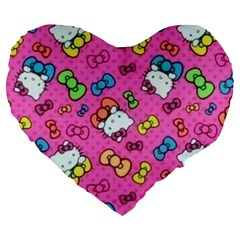 Hello Kitty, Cute, Pattern Large 19  Premium Heart Shape Cushions by nateshop