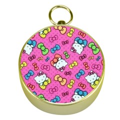 Hello Kitty, Cute, Pattern Gold Compasses by nateshop