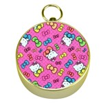 Hello Kitty, Cute, Pattern Gold Compasses Front