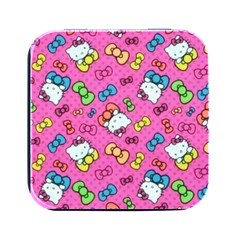 Hello Kitty, Cute, Pattern Square Metal Box (black) by nateshop