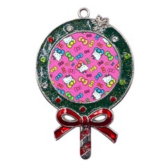 Hello Kitty, Cute, Pattern Metal X mas Lollipop With Crystal Ornament by nateshop