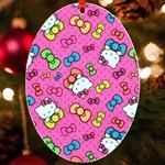 Hello Kitty, Cute, Pattern UV Print Acrylic Ornament Oval Front