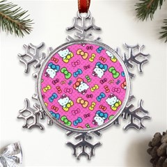 Hello Kitty, Cute, Pattern Metal Large Snowflake Ornament by nateshop