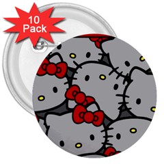 Hello Kitty, Pattern, Red 3  Buttons (10 Pack)  by nateshop