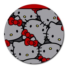 Hello Kitty, Pattern, Red Round Mousepad by nateshop