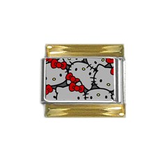 Hello Kitty, Pattern, Red Gold Trim Italian Charm (9mm) by nateshop