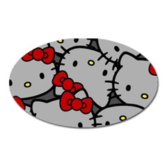 Hello Kitty, Pattern, Red Oval Magnet by nateshop