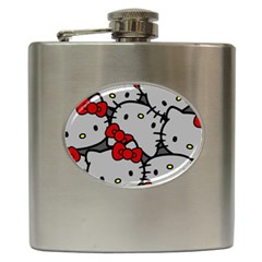 Hello Kitty, Pattern, Red Hip Flask (6 Oz) by nateshop