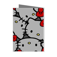 Hello Kitty, Pattern, Red Mini Greeting Cards (pkg Of 8) by nateshop