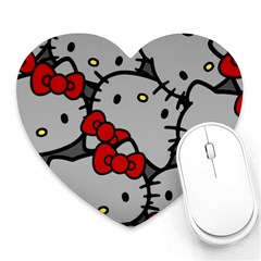 Hello Kitty, Pattern, Red Heart Mousepad by nateshop