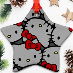 Hello Kitty, Pattern, Red Star Ornament (two Sides) by nateshop