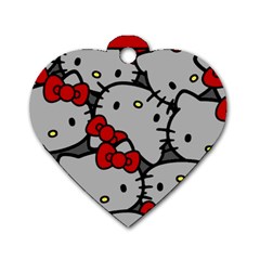 Hello Kitty, Pattern, Red Dog Tag Heart (two Sides) by nateshop