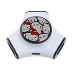 Hello Kitty, Pattern, Red 3-Port USB Hub Front