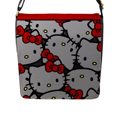 Hello Kitty, Pattern, Red Flap Closure Messenger Bag (l) by nateshop