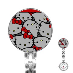 Hello Kitty, Pattern, Red Stainless Steel Nurses Watch by nateshop