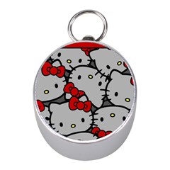 Hello Kitty, Pattern, Red Mini Silver Compasses by nateshop