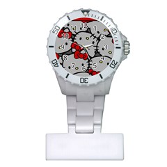 Hello Kitty, Pattern, Red Plastic Nurses Watch by nateshop