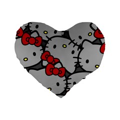 Hello Kitty, Pattern, Red Standard 16  Premium Flano Heart Shape Cushions by nateshop