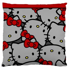 Hello Kitty, Pattern, Red Large Premium Plush Fleece Cushion Case (two Sides) by nateshop