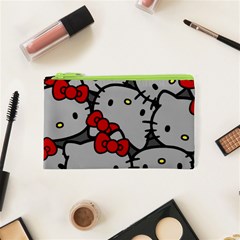 Hello Kitty, Pattern, Red Cosmetic Bag (xs) by nateshop