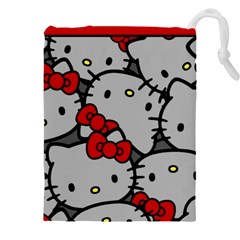 Hello Kitty, Pattern, Red Drawstring Pouch (5xl) by nateshop