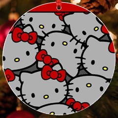 Hello Kitty, Pattern, Red Uv Print Acrylic Ornament Round by nateshop