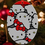 Hello Kitty, Pattern, Red UV Print Acrylic Ornament Oval Front