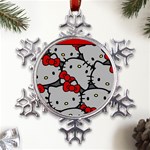 Hello Kitty, Pattern, Red Metal Large Snowflake Ornament Front