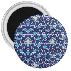 Islamic Ornament Texture, Texture With Stars, Blue Ornament Texture 3  Magnets by nateshop