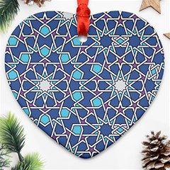 Islamic Ornament Texture, Texture With Stars, Blue Ornament Texture Ornament (heart)