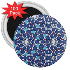 Islamic Ornament Texture, Texture With Stars, Blue Ornament Texture 3  Magnets (100 Pack) by nateshop