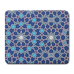 Islamic Ornament Texture, Texture With Stars, Blue Ornament Texture Large Mousepad by nateshop