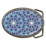 Islamic Ornament Texture, Texture With Stars, Blue Ornament Texture Belt Buckles Front