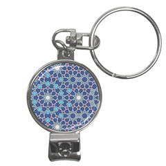 Islamic Ornament Texture, Texture With Stars, Blue Ornament Texture Nail Clippers Key Chain by nateshop