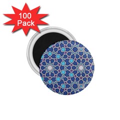 Islamic Ornament Texture, Texture With Stars, Blue Ornament Texture 1 75  Magnets (100 Pack)  by nateshop