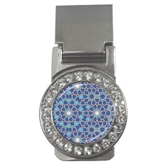 Islamic Ornament Texture, Texture With Stars, Blue Ornament Texture Money Clips (cz)  by nateshop