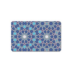 Islamic Ornament Texture, Texture With Stars, Blue Ornament Texture Magnet (name Card) by nateshop