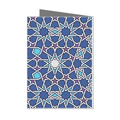 Islamic Ornament Texture, Texture With Stars, Blue Ornament Texture Mini Greeting Cards (pkg Of 8) by nateshop