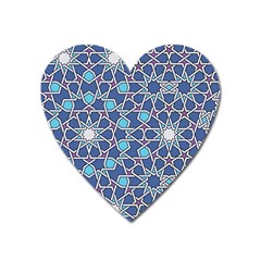 Islamic Ornament Texture, Texture With Stars, Blue Ornament Texture Heart Magnet by nateshop