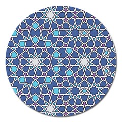 Islamic Ornament Texture, Texture With Stars, Blue Ornament Texture Magnet 5  (round) by nateshop