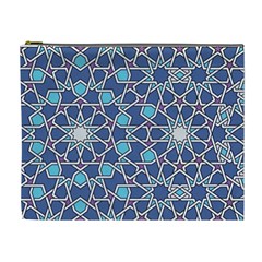 Islamic Ornament Texture, Texture With Stars, Blue Ornament Texture Cosmetic Bag (xl) by nateshop