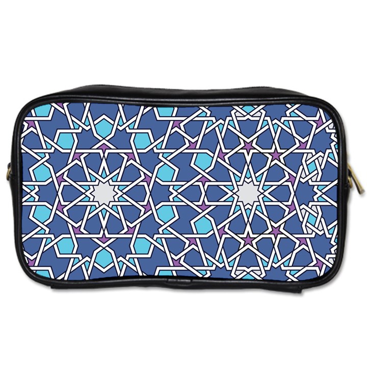 Islamic Ornament Texture, Texture With Stars, Blue Ornament Texture Toiletries Bag (Two Sides)