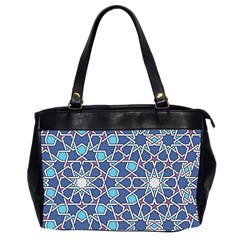 Islamic Ornament Texture, Texture With Stars, Blue Ornament Texture Oversize Office Handbag (2 Sides) by nateshop